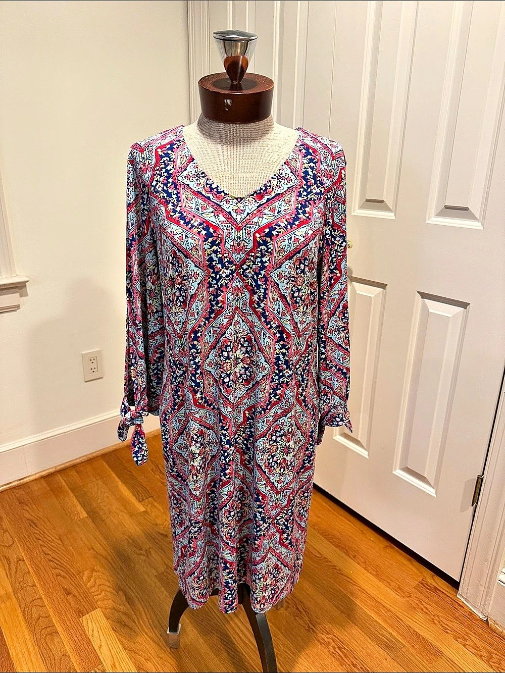 Chicos Geometric Midi Dress Size 1 Like New